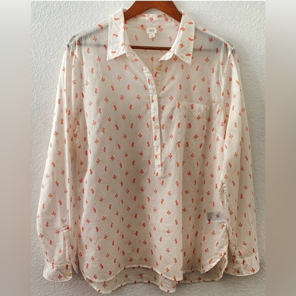 EUC GAP Cactus Print Popover Shirt XL - Picture 2 of 5